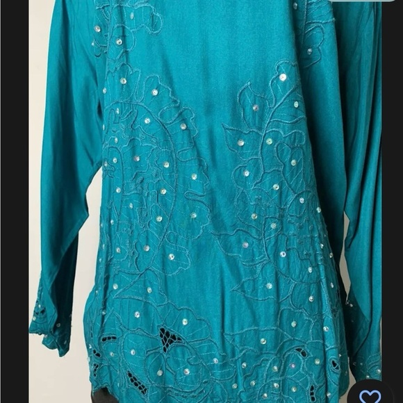 Shopping with Anthony Women’s Top Tunic Embroidered Sequined Lon Sleeves Size 1X - Picture 7 of 12